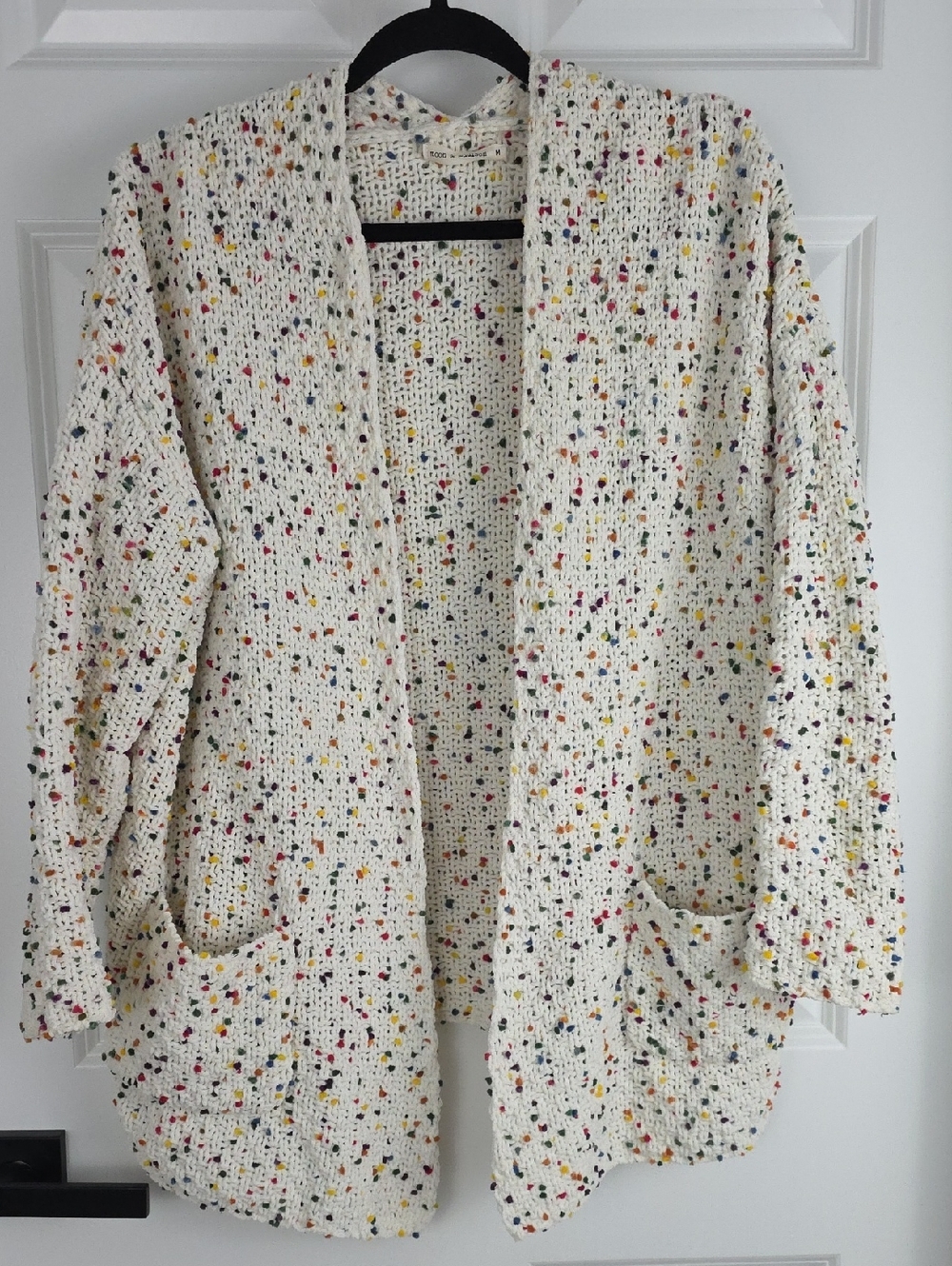 Cozy Open-Front Sweater Cardigan With Pockets By Moon & Madison. Speckled Size M